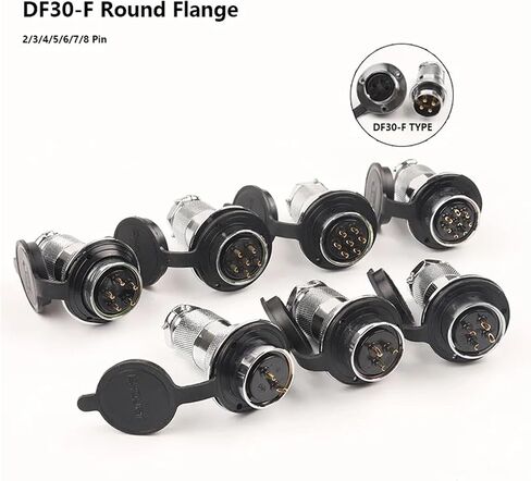 1 Set DF30 GX30 Aviation Connector Female Socket and Male Plug 2 3 4 5 7 8 pin Circular Flange Connector for Power Industry(Df30-2f Round Flange) in Saudi Arabia