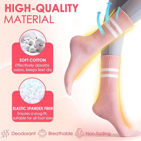 8 Pair Cute Pilates Sock With Grip Outfits For Women - Yoga Sock For Women Non Slip - Pilates Accessories - US Size 6-10, Regular Fit, White/Grey/Black/brown/purple/coral/Light blue/Green in Saudi Arabia