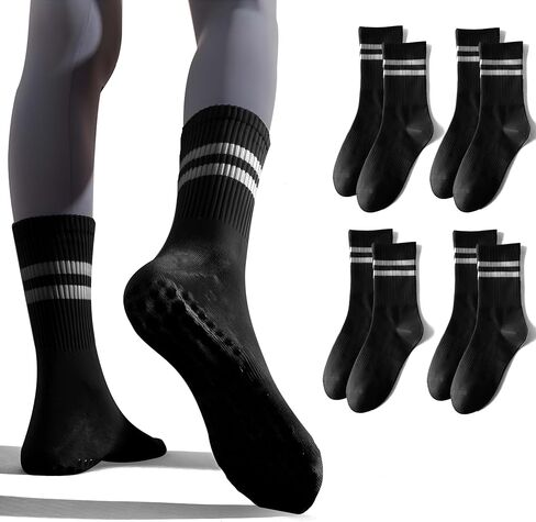 8 Pair Cute Pilates Sock With Grip Outfits For Women - Yoga Sock For Women Non Slip - Pilates Accessories - US Size 6-10, Regular Fit, White/Grey/Black/brown/purple/coral/Light blue/Green in Saudi Arabia
