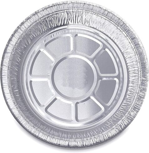 DecorRack 14 Round Aluminum Pans with Dome Lid, 9 Inch Heavy Duty Tin Foil Pans, Perfect for Reheating, Baking, Roasting, Meal Prep, To-Go Containers, Environmentally Friendly (Pack of 14) in Kuwait