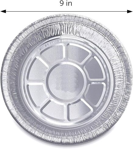 DecorRack 14 Round Aluminum Pans with Dome Lid, 9 Inch Heavy Duty Tin Foil Pans, Perfect for Reheating, Baking, Roasting, Meal Prep, To-Go Containers, Environmentally Friendly (Pack of 14) in Kuwait