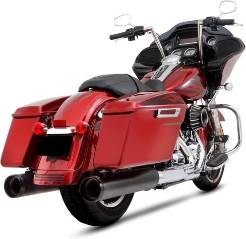 500-0185 RINEHART RACING DBX45 4.5 "Chrome Slip-on Mufflers مع أغطية نهاية تقليدية سوداء لعام 2017 Newer Harley Touring Models in Saudi Arabia