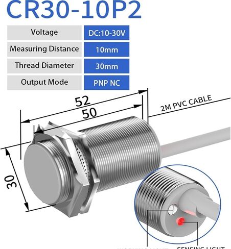 M30 Capacitive Proximity Sensor 10-30VDC NPN PNP NO NC Flush Non-Flush Non-Metal Liquid Level Switch with 2M Cable(20MM AC 2-Wire NC) in Kuwait