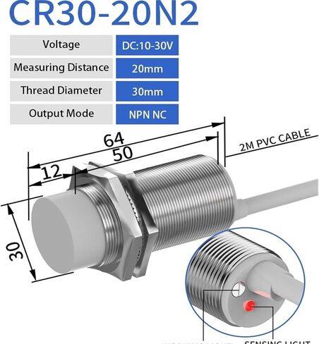 M30 Capacitive Proximity Sensor 10-30VDC NPN PNP NO NC Flush Non-Flush Non-Metal Liquid Level Switch with 2M Cable(20MM AC 2-Wire NC) in Kuwait