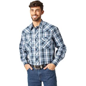 Wrangler Men's Assorted Striped Or Plaid Long Sleeve Classic Western Shirt Big in Saudi Arabia
