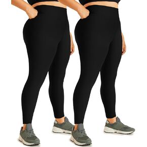 Hi Clasmix 2 Pack Plus Size Leggings for Women-High Waisted Tummy Control 1X-4X Soft Casual Yoga Pants for Curvy Women in Kuwait