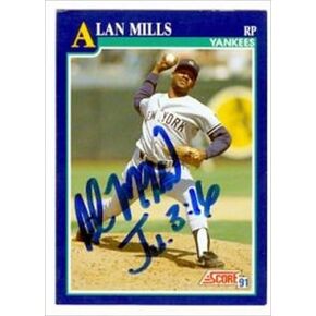 توقيعه مستودع 42285 Alan Mills Cardball Card New York Yankees 1991 النتيجة رقم 73 in Kuwait