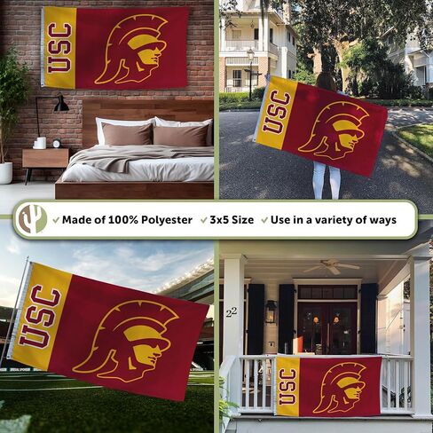 Desert Cactus University of Southern California USC Flag - 3 × 5 أقدام طروادة شعار ، نسيج متين داخلي/خارجي ، تصميم البوليستر بنسبة 100 ٪ (اسم فريق النمط أ) in Kuwait