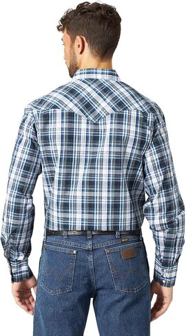 Wrangler Men's Assorted Striped Or Plaid Long Sleeve Classic Western Shirt Big in Saudi Arabia