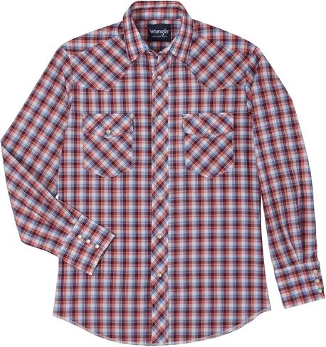 Wrangler Men's Assorted Striped Or Plaid Long Sleeve Classic Western Shirt Big in Saudi Arabia