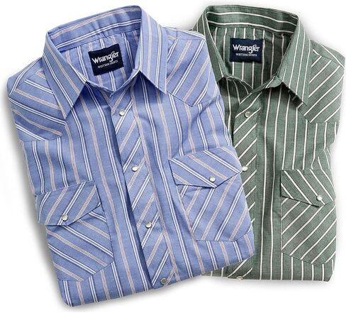 Wrangler Men's Assorted Striped Or Plaid Long Sleeve Classic Western Shirt Big in Saudi Arabia