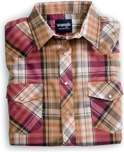 Wrangler Men's Assorted Striped Or Plaid Long Sleeve Classic Western Shirt Big in Saudi Arabia