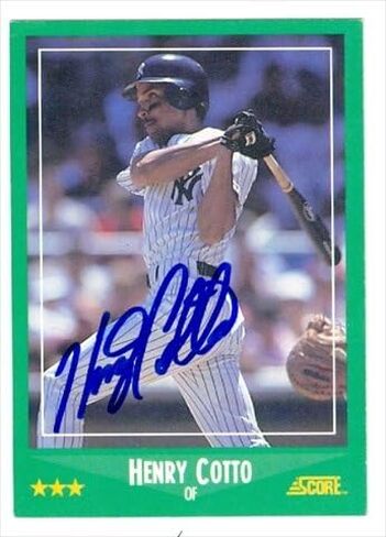 Autograph Warehouse 41469 Henry Cotto Autographed Baseball Card New York Yankees 1988 Score No. 368 in Saudi Arabia