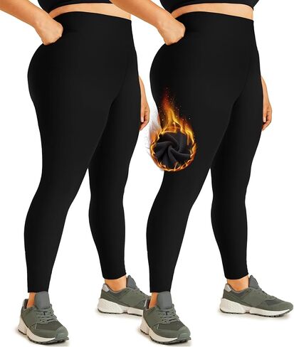 Hi Clasmix 2 Pack Plus Size Leggings for Women-High Waisted Tummy Control 1X-4X Soft Casual Yoga Pants for Curvy Women in Kuwait