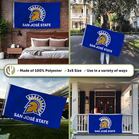 Desert Cactus San Jose State University SJSU Flag - 3 x 5 Feet Spartans Banner, Indoor/Outdoor Durable Fabric, 100% Polyester Design (Style 2a) in Saudi Arabia