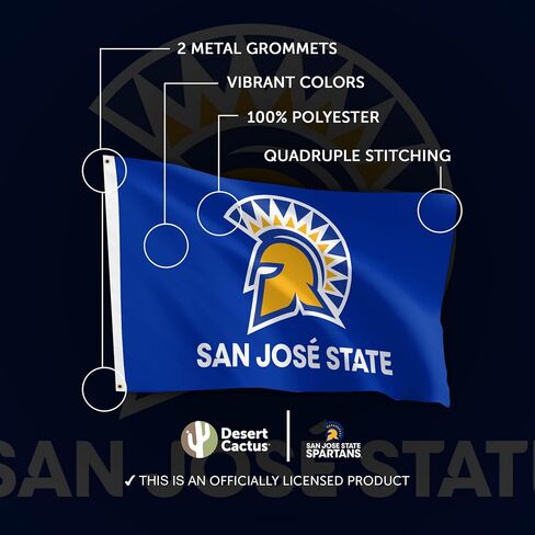 Desert Cactus San Jose State University SJSU Flag - 3 x 5 Feet Spartans Banner, Indoor/Outdoor Durable Fabric, 100% Polyester Design (Style 2a) in Saudi Arabia