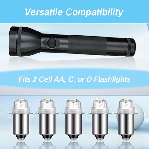 2 Pack Pack Flashlight Plubbs 30 Lumen 3-Volt LED LED PR6 لمبة استبدال المصابيح الكهربائية 3V المصباح المصباح المصباح المصباح مع 10 سنوات عمر 41-1643 P13.5S 6000K in Kuwait