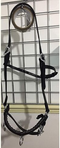 Cavesson Riding Leather Lunging Bridle Headcollar لأجهزة écuyer من الفولاذ المقاوم للصدأ والخيول ذات الحجم الكامل الحجم 3 أحزمة قابلة للتعديل in Saudi Arabia