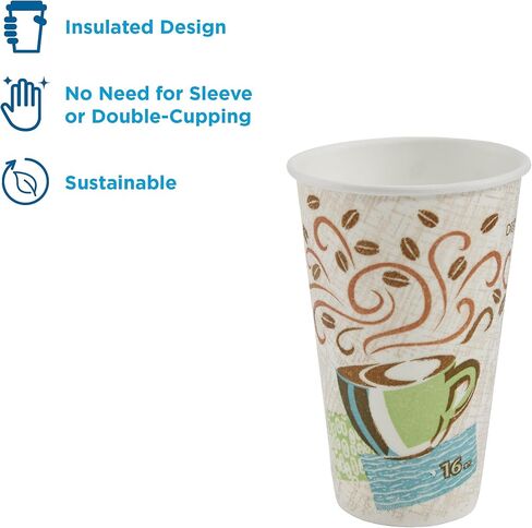 Dixie PerfecTouch Insulated Paper Hot Cup, 16oz, Coffee Haze Design, 50 Count in Saudi Arabia