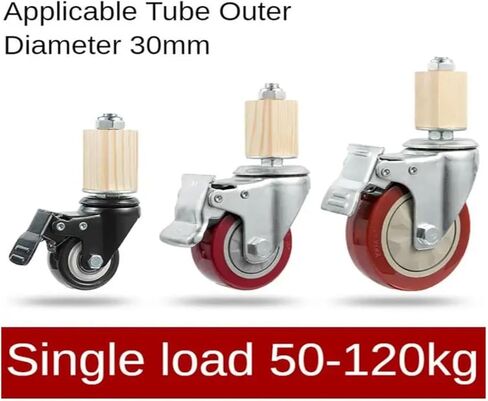 (Pack of 4) 2-inch casters, 30 mm Square Tube, Stainless Steel Furniture casters with Brake Universal Wheels(Red) in Saudi Arabia