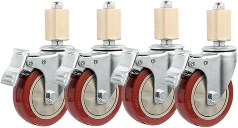 (Pack of 4) 2-inch casters, 30 mm Square Tube, Stainless Steel Furniture casters with Brake Universal Wheels(Red) in Saudi Arabia