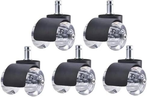 (Pack of 5) 2 Inch 11mm Universal Wheel PU Clip Spring Black Transparent Brake Office Chair Removable Caster Pulley(Wheel 2-White) in Saudi Arabia