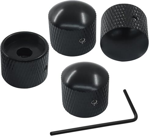 Bokwin 4pcs مقابض الغيتار المعدنية مقابض قبة سوداء التحكم مع مفاتيح Allen لباس الغيتار الكهربائي ، قطرها 5.5 ملم ، بناء معدني قوي وتصميم دوران سلس in Saudi Arabia