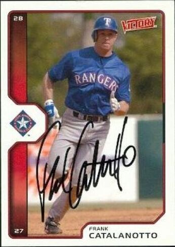 Autograph Warehouse 48731 Frank Catalanotto Autographed Baseball Card Texas Rangers 2002 Upper Deck Victory No .120 in Saudi Arabia