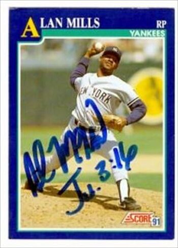 توقيعه مستودع 42285 Alan Mills Cardball Card New York Yankees 1991 النتيجة رقم 73 in Kuwait