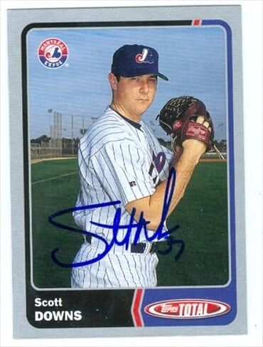 Autograph Warehouse 38362 Scott Downs Autographed Baseball Card Montreal Expos 2003 Topps Total No. 163 in Saudi Arabia