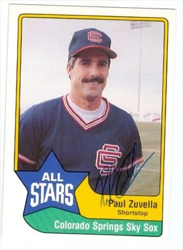 مستودع توقيعه 38090 بول زوفيلا بطاقة البيسبول Colorado Springs Sky Sox 1989 TCMA No. 34 67 in Kuwait