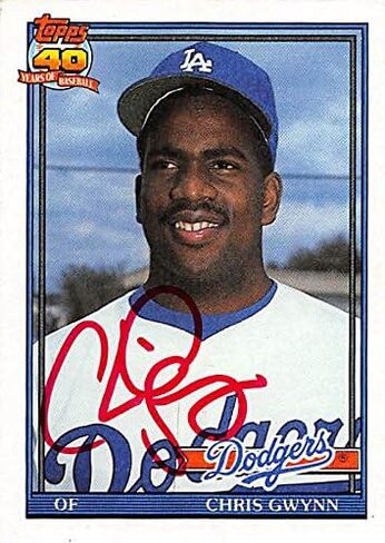 توقيع 156492 لوس أنجلوس دودجرز 1991 Topps رقم 99 كريس جوين بطاقة البيسبول موقعة in Kuwait
