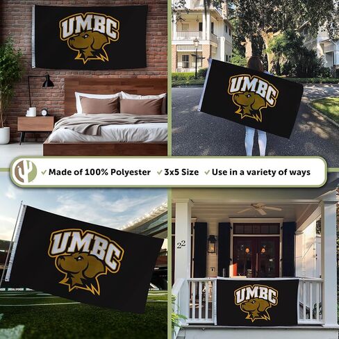 Desert Cactus University of Maryland Baltimore County UMBC Flag - 3 × 5 أقدام لافتة ، نسيج متين داخلي/خارجي ، تصميم البوليستر بنسبة 100 ٪ (النمط 1) in Kuwait