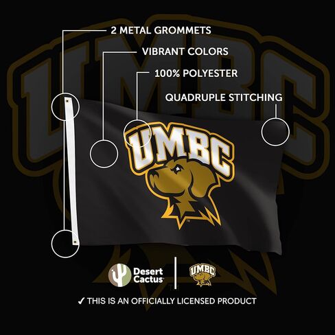 Desert Cactus University of Maryland Baltimore County UMBC Flag - 3 × 5 أقدام لافتة ، نسيج متين داخلي/خارجي ، تصميم البوليستر بنسبة 100 ٪ (النمط 1) in Kuwait