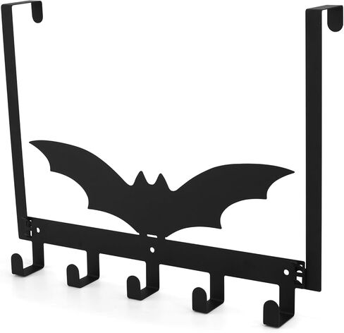 Gothic Over The Door Hooks Wall Mounted Towel Rack, Black Metal Bat Towel Hats Bags Key Clothes Holder Halloween Wall Mount Hanger Holder Bat Bathroom Decoration for Home in Saudi Arabia
