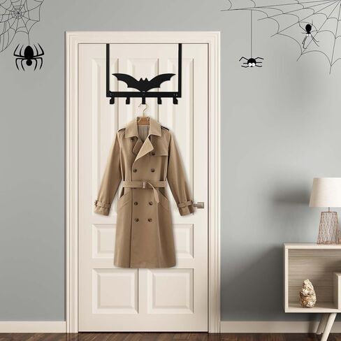 Gothic Over The Door Hooks Wall Mounted Towel Rack, Black Metal Bat Towel Hats Bags Key Clothes Holder Halloween Wall Mount Hanger Holder Bat Bathroom Decoration for Home in Saudi Arabia