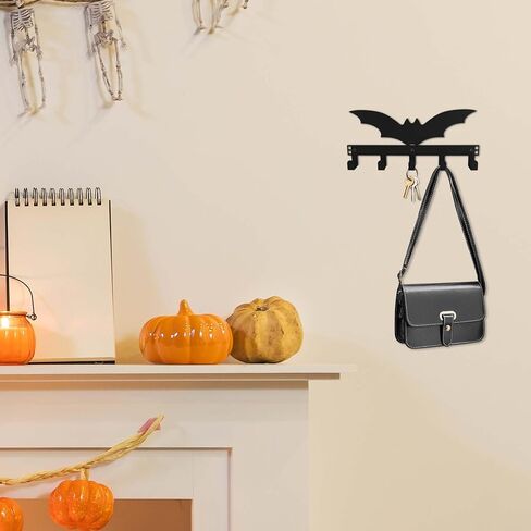 Gothic Over The Door Hooks Wall Mounted Towel Rack, Black Metal Bat Towel Hats Bags Key Clothes Holder Halloween Wall Mount Hanger Holder Bat Bathroom Decoration for Home in Saudi Arabia