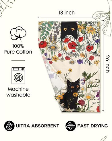 Flour Sack Kitchen Towels - Set of 2 Spring Dish Towels with Hanging Loop 18x26 Inch Absorbent Reusable Cotton Cloths for Cleaning Cute Design Home Decorative Housewarming, Vintage Flower in Kuwait