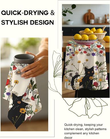 Flour Sack Kitchen Towels - Set of 2 Spring Dish Towels with Hanging Loop 18x26 Inch Absorbent Reusable Cotton Cloths for Cleaning Cute Design Home Decorative Housewarming, Vintage Flower in Kuwait