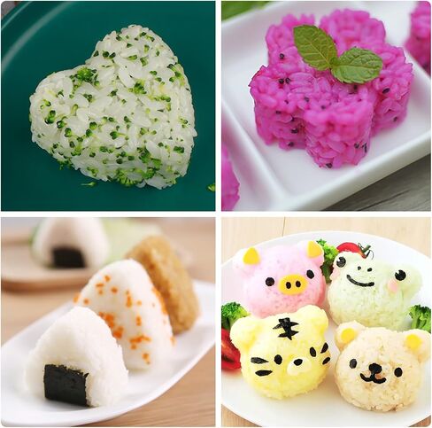 Onigiri Mold & Musubi Maker Kit - Includes Rice Ball Mold, Sushi Rolling Mat, Triangle, Heart, Plum Blossom, Bear, Rabbit Rice Molds, Rice Ladle & More for Creative Rice Shaping in Saudi Arabia