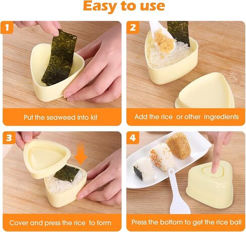 Onigiri Mold & Musubi Maker Kit - Includes Rice Ball Mold, Sushi Rolling Mat, Triangle, Heart, Plum Blossom, Bear, Rabbit Rice Molds, Rice Ladle & More for Creative Rice Shaping in Saudi Arabia