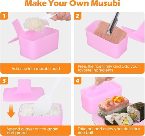 Onigiri Mold & Musubi Maker Kit - Includes Rice Ball Mold, Sushi Rolling Mat, Triangle, Heart, Plum Blossom, Bear, Rabbit Rice Molds, Rice Ladle & More for Creative Rice Shaping in Saudi Arabia