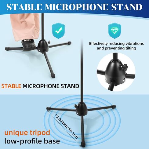 6 PCS MIC Universal MIC Stand Floor Tripod Arm Arm Arm Hight Stand Rightable من 34 إلى 90.5 مع حقيبة حمل و 12 MIC مقاطع للغناء في مرحلة الزفاف كاريوكي الأداء in Kuwait