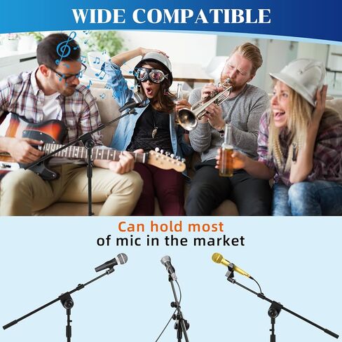 6 PCS MIC Universal MIC Stand Floor Tripod Arm Arm Arm Hight Stand Rightable من 34 إلى 90.5 مع حقيبة حمل و 12 MIC مقاطع للغناء في مرحلة الزفاف كاريوكي الأداء in Kuwait