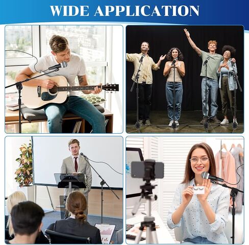 6 PCS MIC Universal MIC Stand Floor Tripod Arm Arm Arm Hight Stand Rightable من 34 إلى 90.5 مع حقيبة حمل و 12 MIC مقاطع للغناء في مرحلة الزفاف كاريوكي الأداء in Kuwait