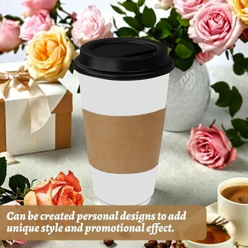 500 PCS أكمام قهوة ، أكمام قهوة من كرافت مموجة بني مموجة ببني يمكن التخلص منها لـ 12oz/16oz/20oz/22oz/24oz مشروبات ساخنة/باردة ، كمب قابلة لإعادة التدوير للمقاهي والمكاتب والمقاهي in Saudi Arabia