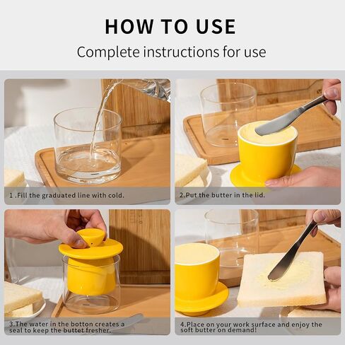 Butter Crock, French Butter Dish,Butter Crock with Visible Water Line, Glass Butter Keeper with Ceramic Lid for Spreading Butter, Mother's Day Butter Dish Gift, in Saudi Arabia