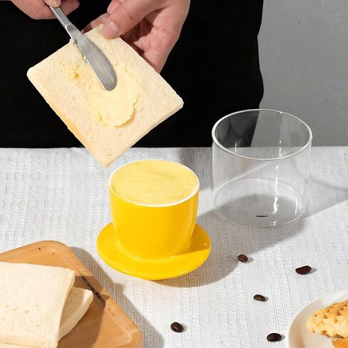 Butter Crock, French Butter Dish,Butter Crock with Visible Water Line, Glass Butter Keeper with Ceramic Lid for Spreading Butter, Mother's Day Butter Dish Gift, in Saudi Arabia