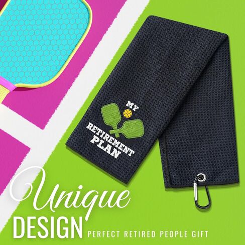 Funny Retirement Pickleball Towels for Men/Women, Gifts for Pickleball Lovers for Birthday, Christmas, 40 x 60cm Microfiber Pickleball Towels - Black in Saudi Arabia