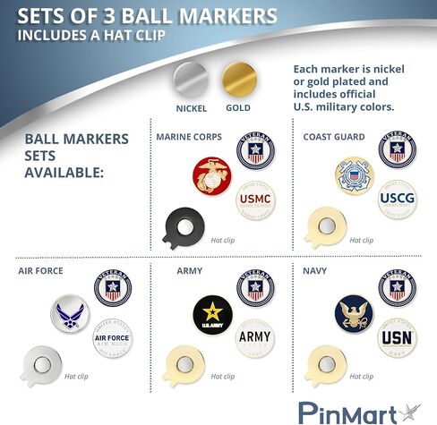 PinMart’s Officially Licensed United States Veteran 3 Pack Magnetic Ball Markers and Hat Clip - Golf Accessories for Men and Women - Ball Markers and Hat Clip with Magnet for Golf Hats in Saudi Arabia
